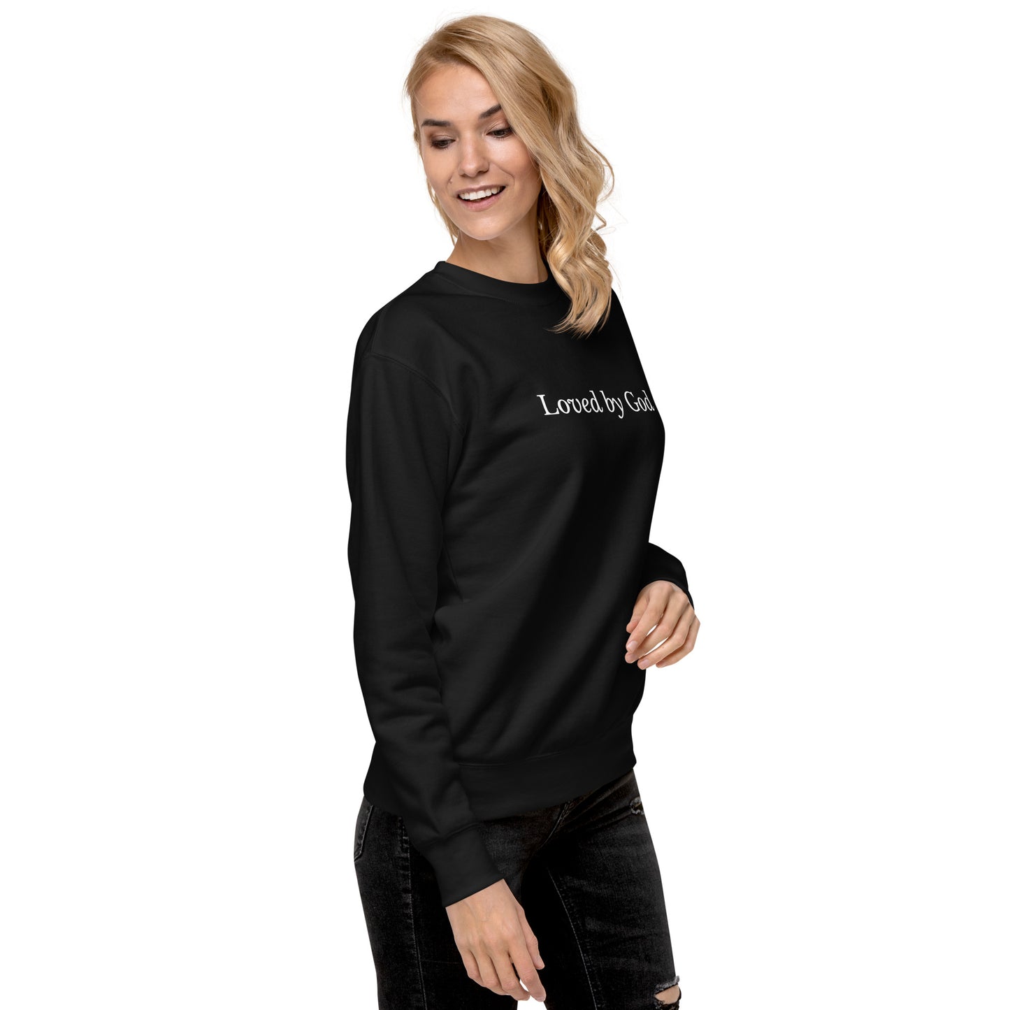 Black 'Loved by God' Unisex Premium Sweatshirt
