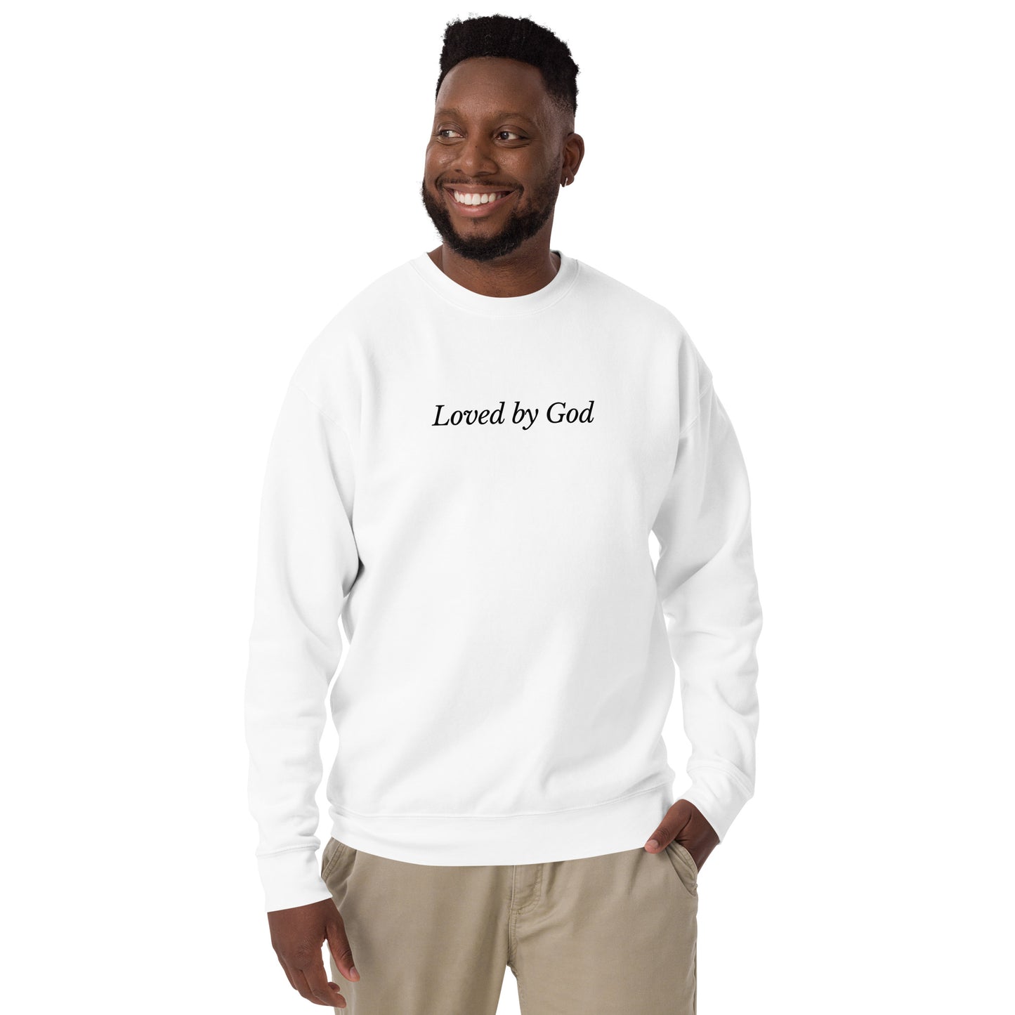 White 'Loved by God' Unisex Premium Sweatshirt