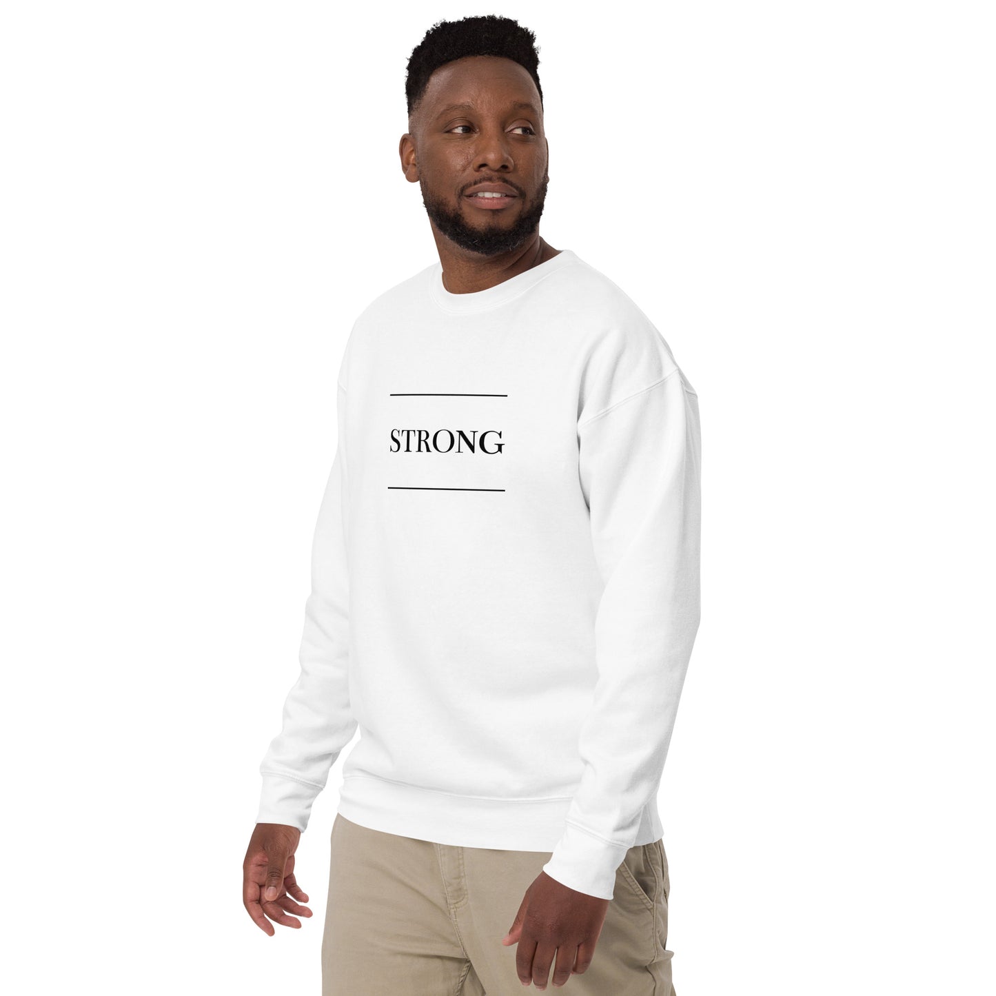 White 'STRONG' Unisex Premium Sweatshirt