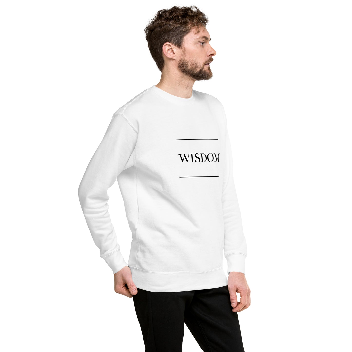 White 'WISDOM' Unisex Premium Sweatshirt