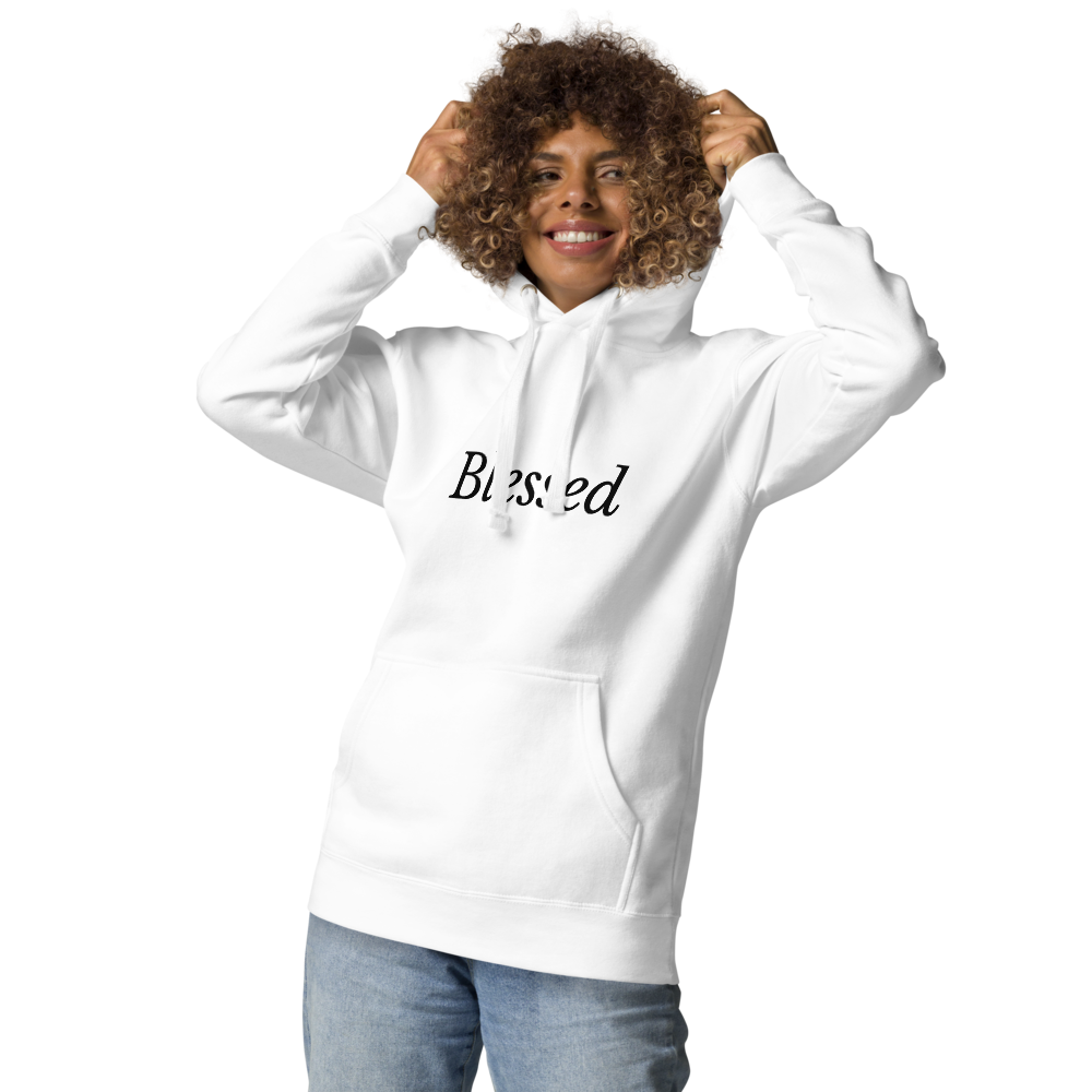 White 'Blessed' Unisex Hoodie