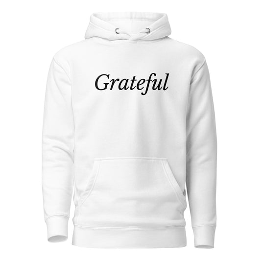 White 'Grateful' Unisex Hoodie