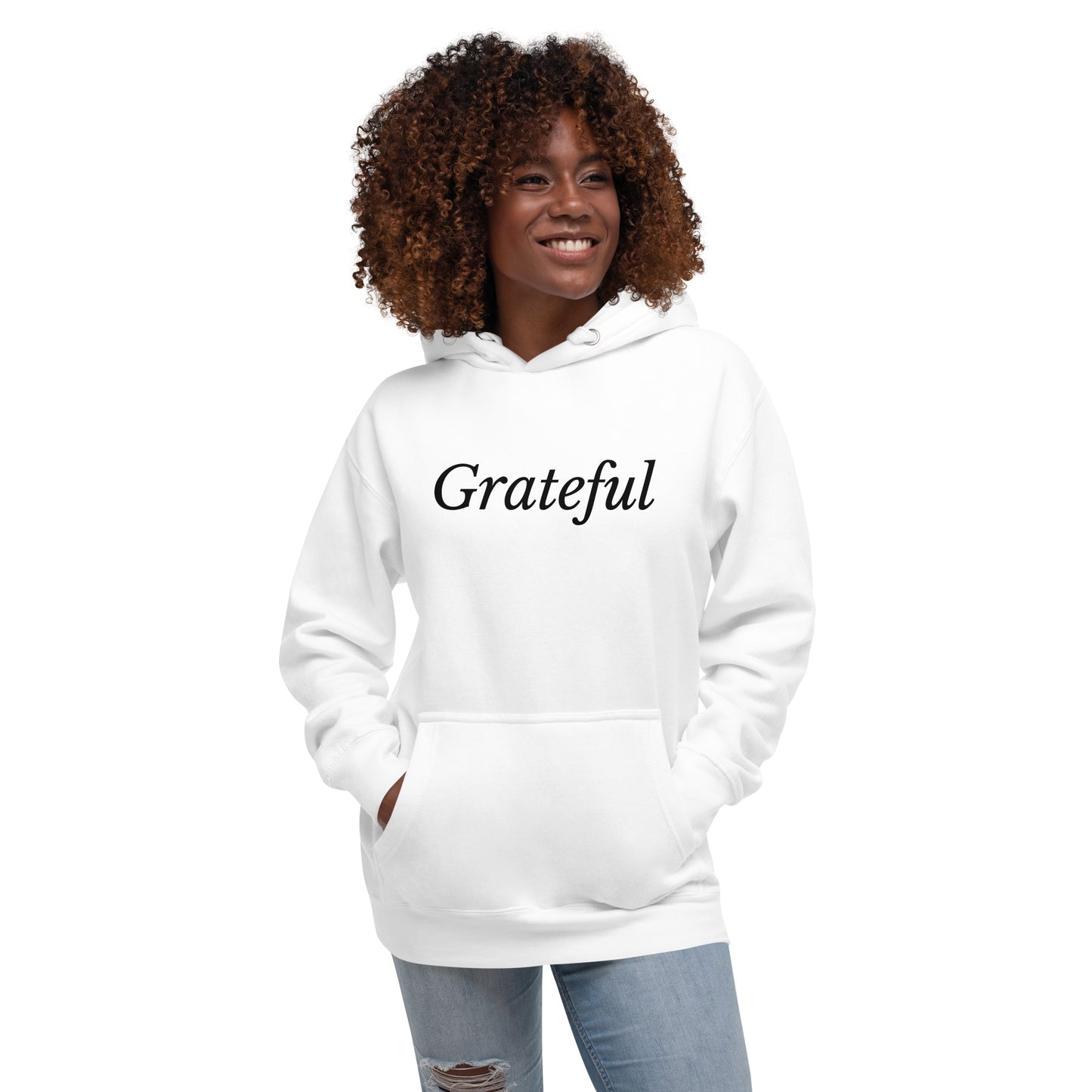 White 'Grateful' Unisex Hoodie