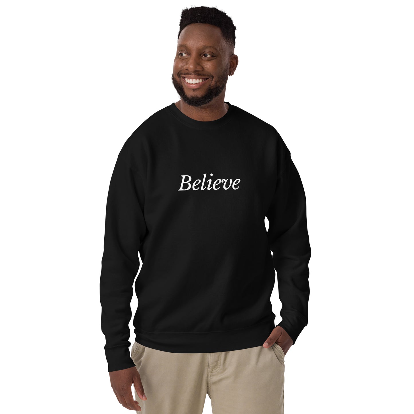 Black 'Believe' Unisex Premium Sweatshirt