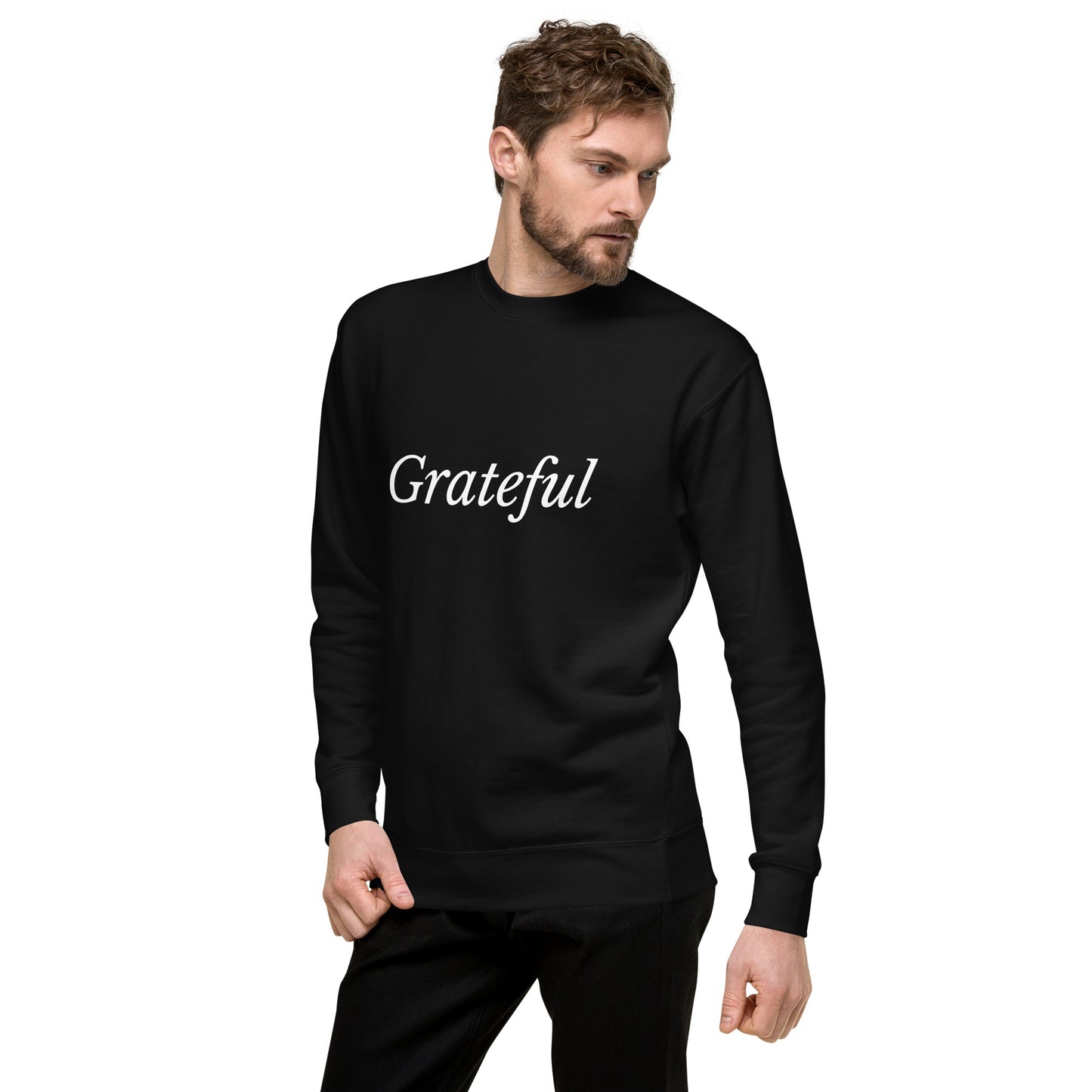 Black 'Grateful' Unisex Premium Sweatshirt