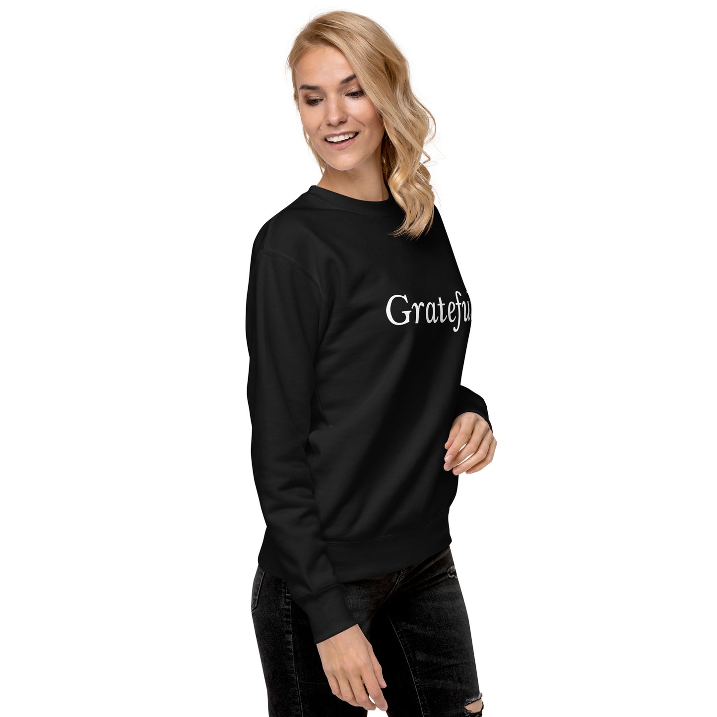 Black 'Grateful' Unisex Premium Sweatshirt