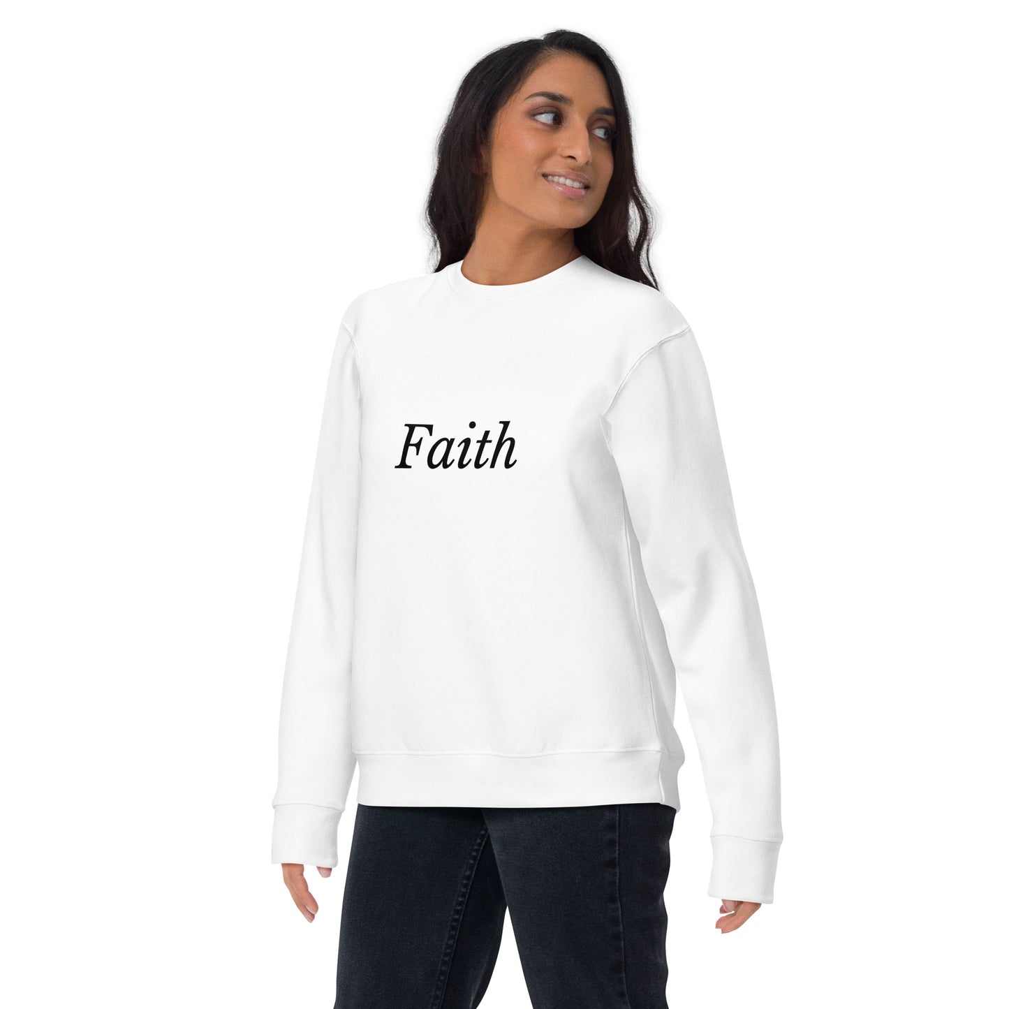 White 'Faith' Unisex Premium Sweatshirt