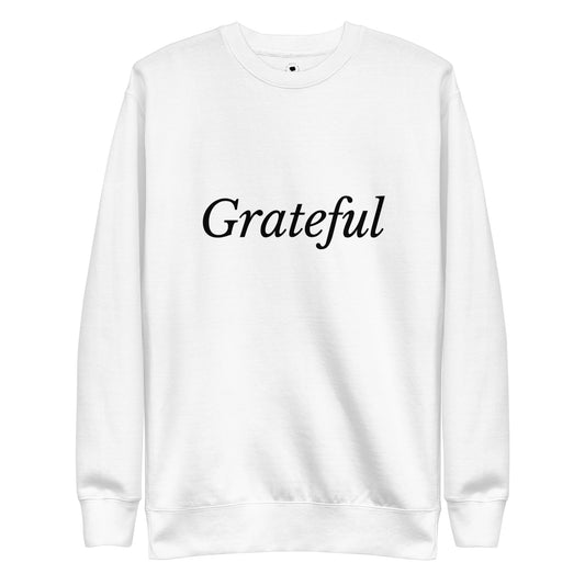 White 'Grateful' Unisex Premium Sweatshirt