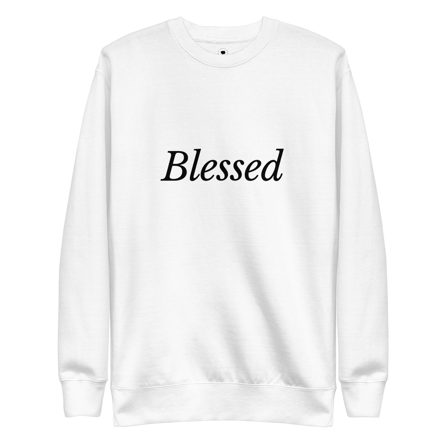 White 'Blessed' Unisex Premium Sweatshirt