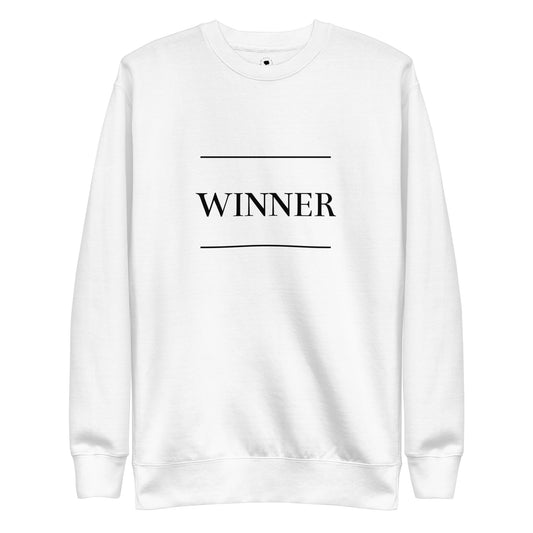 White 'WINNER' Unisex Premium Sweatshirt