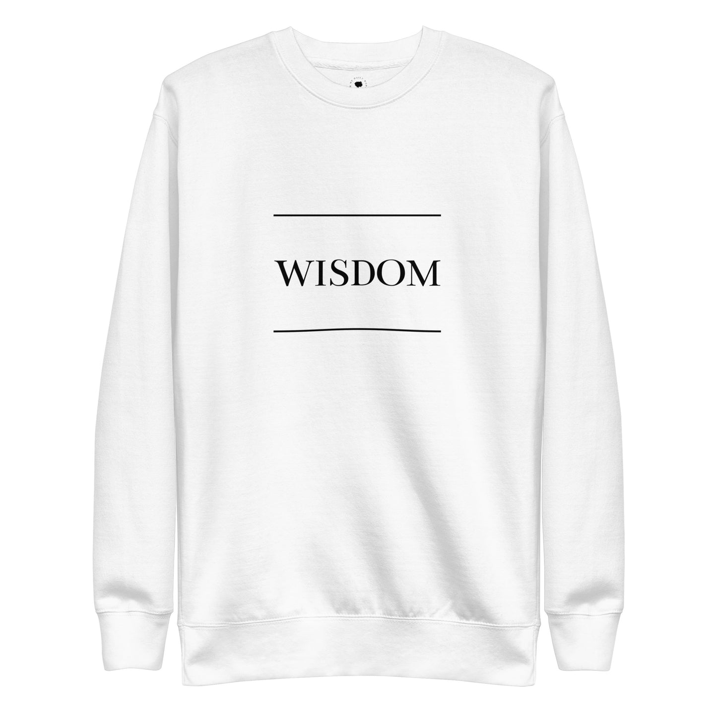 White 'WISDOM' Unisex Premium Sweatshirt