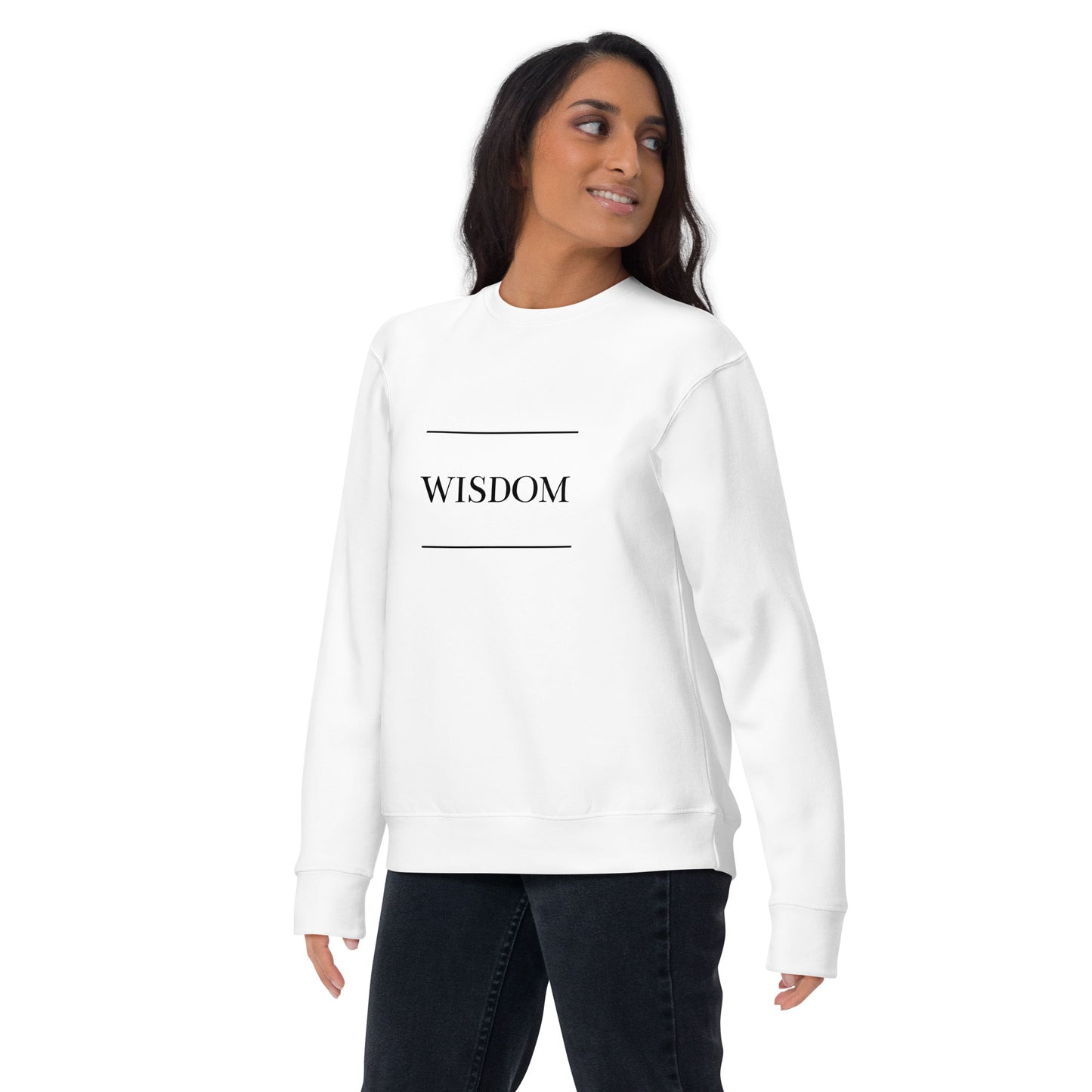 White 'WISDOM' Unisex Premium Sweatshirt