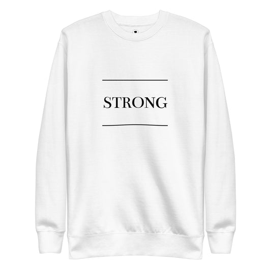 White 'STRONG' Unisex Premium Sweatshirt